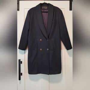 David Benjamin Double Breasted Wool Trench coat Sz 12 Black Winter Old Money